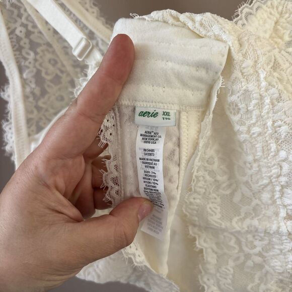 Aerie Women’s XXL White Ivory Lace Bralette Wireless Padded Stretch Bra Top - Picture 7 of 7